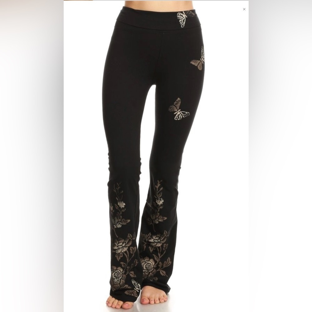 Tparty butterfly floral yoga pants